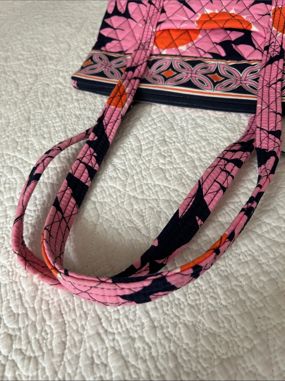 Vera Bradley Quilted Floral Pink and Navy Tote Bag